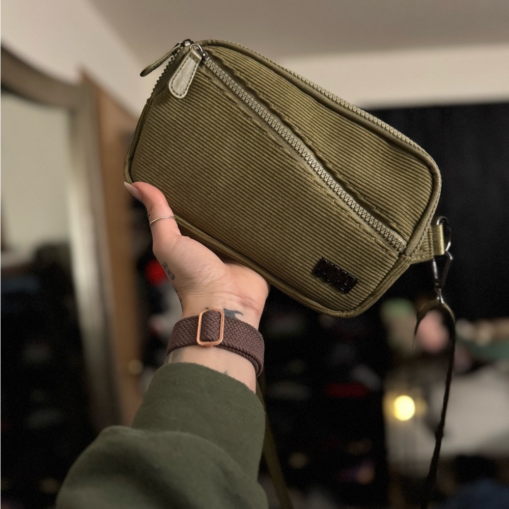 RadRev Corduroy Olive Green Crossbody Bag